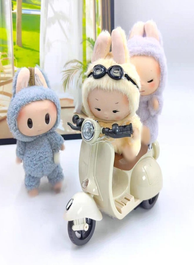 Liotww Motorcycles Scooter Toy Doll - with Light and Music, Cute Have a Seat for Accessories, Decor Desktop Ornaments Collectors (Off-White) - Image 3